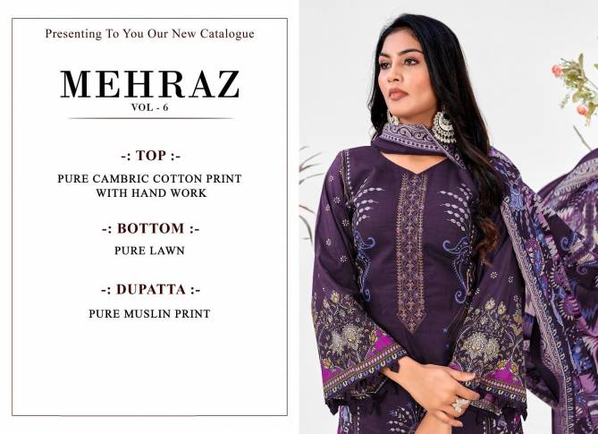 Mehraaz Vol 6 By Tanishk Printed Cambric Cotton Designer Dress Material Wholesalers In Delhi
